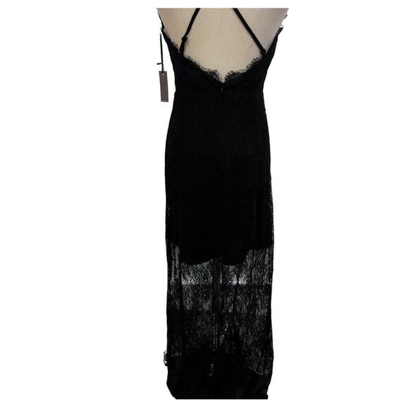 Lovers + Friends Nickolas Plunging Front Black Lace Overlay Maxi dress Sm New - Picture 5 of 15